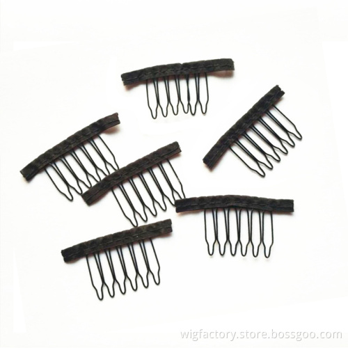 Small size black color 6 teeth wig metal hair clip, 100 pieces/lot cloth comb wig clips in bulk, wig clip in comb